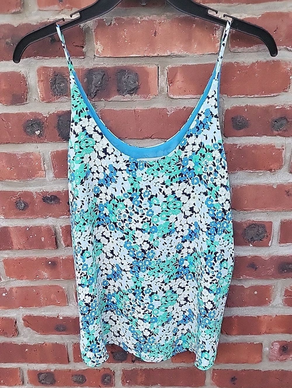 LOFT Floral Spaghetti Strap Camisole - Blue & Green
